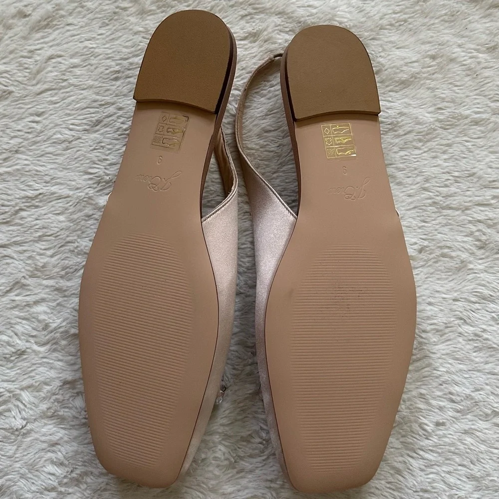J. Crew Anya Slingback Blush Pink Satin Crystal Bow NWT